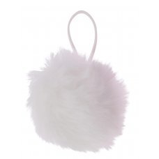 Χριστουγεννιάτικη Μπάλα Λευκή Γούνινη (8cm)